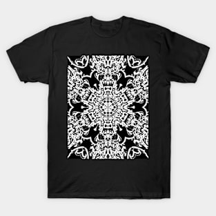 Black And White Hexagon Symbol With Blue Accents T-Shirt